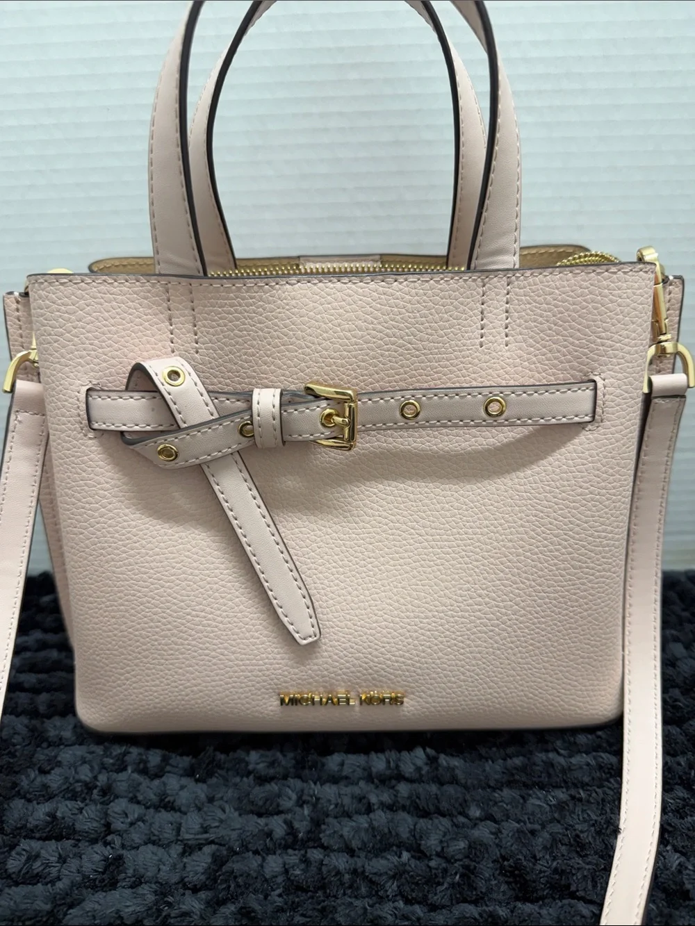 Michael Kors Pebbled Leather Tote and Wristlet wallet in Pale Pink